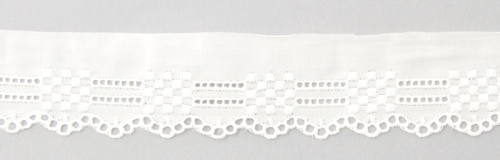 Фото шитье-вышивка на батисте iemesa 25 мм 100% хлопок белый - 30973/01 на сайте ArtPins.ru