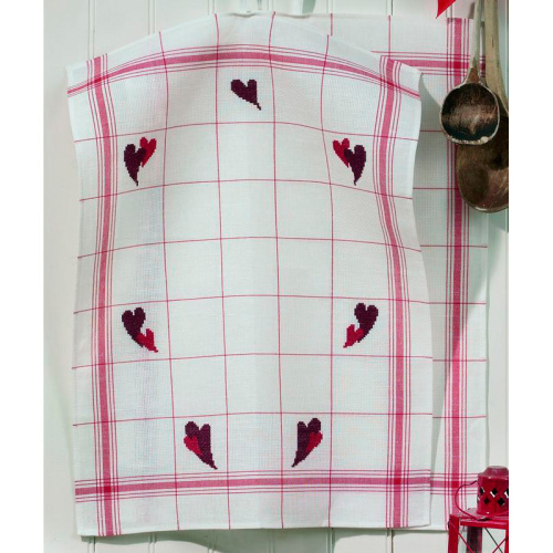 Набор для вышивания полотенца Сердца 2 шт в наборе Permin 28-2213 смотреть фото