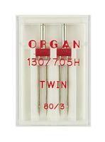 Иглы двойные стандарт № 80/3.0 2 шт Organ 130/705.80/3,0.2.H