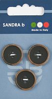 Пуговицы Sandra 3 шт на блистере черный CARD182