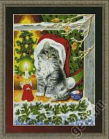Набор для вышивания Рождественский котёнок KUSTOM KRAFTS 99677