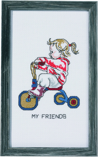 Набор для вышивания Девочка на трёхколесном велосипеде Permin 92-1184 смотреть фото