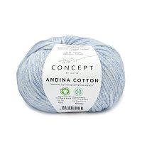 Пряжа Andina Cotton, 73%  органический хлопок, 18% супертонкая альпака, 9% полиамид,  50 г, 130 м