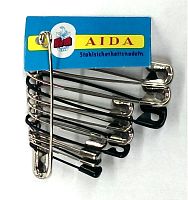 Булавки английские сталь с защитой от ржавчины со спиралью 27 38 50 мм серебристый черный 085288