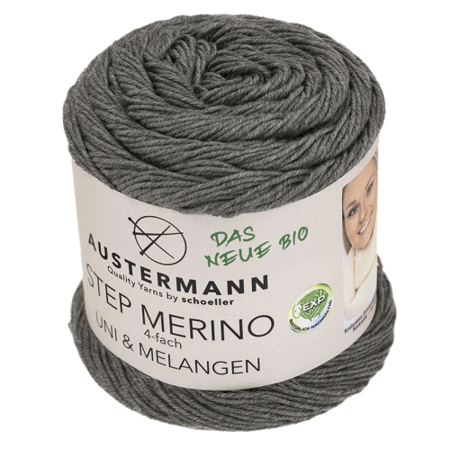 Пряжа Step Merino 4-fath Uni&Melangen Gots 100% шерсть 400 м 100 г Austermann 90317-1002 фото