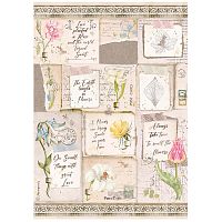 Бумага рисовая Romantic Garden House letters and flowers  STAMPERIA DFSA4669