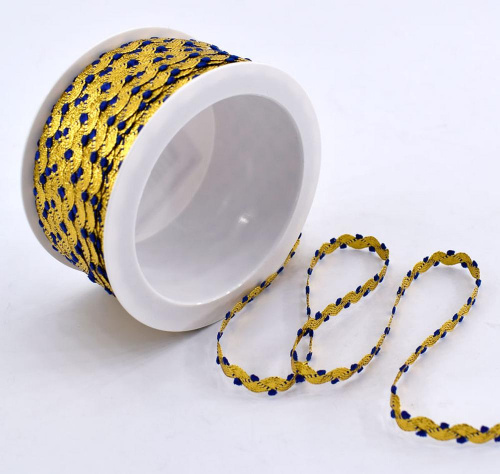 Фото тесьма вьюнчик золото с синим 7 мм люрекс pega 841519821da707 на сайте ArtPins.ru фото 2