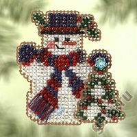 Набор для вышивания бисером "Снеговик с елочкой"