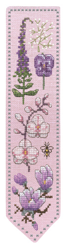 Набор для вышивания закладки Bookmark Pink Flowers  Розовые цветы 5 х 20 см le boheur des dames 4596 смотреть фото