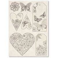 Набор высеченных декоративных элементов Бабочки  сердца и тэги