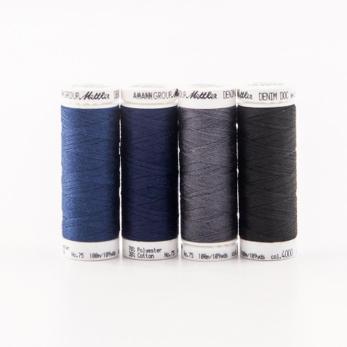 Фото набор с нитками для джинс denim doc 75 100 м в подарочной упаковке 4 катушки amann group de4dark-kit на сайте ArtPins.ru фото 3