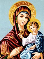 Канва жесткая с рисунком Дева Мария с младенцем SOULOS 14.773