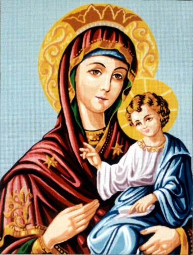 Канва жесткая с рисунком Дева Мария с младенцем SOULOS 14.773 смотреть фото
