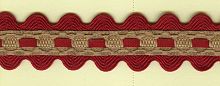 Тесьма декоративная 20 мм вьюнок с лентой бежевая с красным