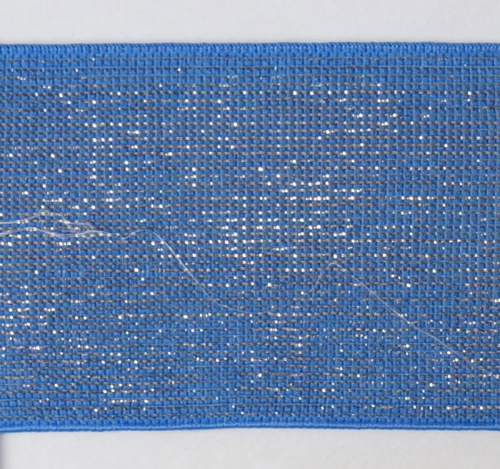 Фото резинка-пояс с люрексом 40 мм цвет синий с золотом на сайте ArtPins.ru
