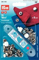 Кнопки Мини для легких тканей латунь нержавеющие 8 мм серебристый 10 шт в блистере Prym 390360