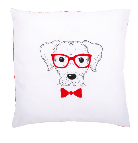 Набор для вышивания подушки Собака в красных очках VERVACO PN-0155963 смотреть фото