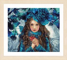 Набор для вышивания Девушка с синими цветами  LANARTE PN-0188640