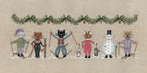 Набор для вышивания Frieze Skiing Cats  Котики-лыжники 32 х 11 см le boheur des dames 2676 смотреть фото