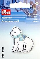 Термоаппликация Медведь с шарфом 40*30 мм 100% полиэстер белый Prym 924347