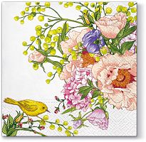 Салфетки трехслойные для декупажа коллекция Lunch  PAW Decor Collection Птица на цветке