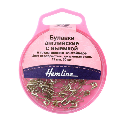 Фото булавки английские с выемкой в пластиковом контейнере hemline 416.000.nk на сайте ArtPins.ru