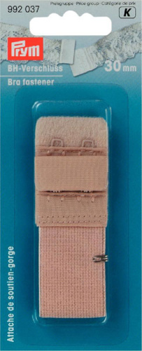 Застежка для бюстгальтера с защитой для кожи 2 крючка 30 мм телесный цв 992037 Prym