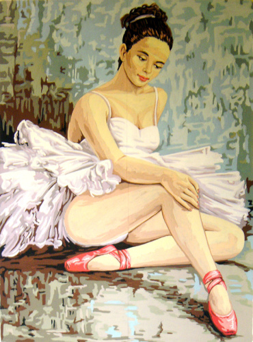 Канва жесткая с рисунком Балерина  разминающая колено смотреть фото