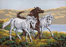 Канва жесткая с рисунком Три коня