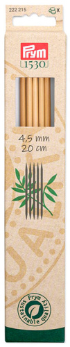 Серия Prym 1530 - Спицы чулочные 4.5 мм 20 см бамбук натуральный 5 шт в упаковке Prym 222215