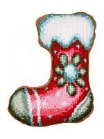 Набор для вышивания подушки "Новогодний носочек"