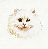 Набор для вышивания Белый персидский кот  канва лён 32 ct