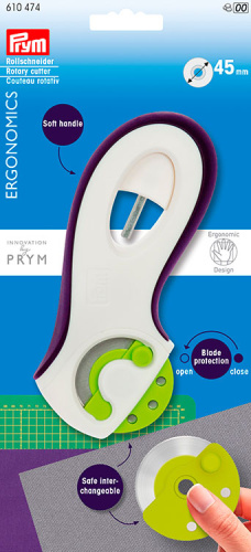 Раскройный нож Ergonomics диаметр 45 мм сталь/пластик фиолетовый/белый Prym 610474