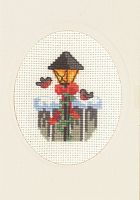 Набор для вышивания открытка Фонарь и снегири Permin 17-1257