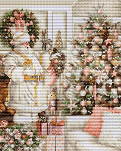 Набор для вышивания Белый Дед Мороз с елкой  Luca-S BU5019 смотреть фото