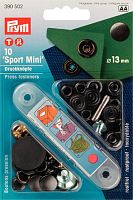 Кнопки Спорт-мини для тяжелых тканей латунь нержавеющие 13 мм черный 10 шт Prym 390502
