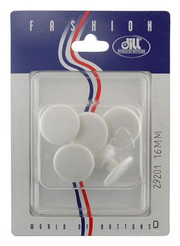 Пуговицы размер 16 мм пластик белый 5 шт в упаковке DILL 029201 16-5