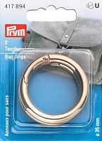 Кольца для сумок диаметр 35 мм сплав цинка светлого золота 2 шт в упаковке Prym 417894