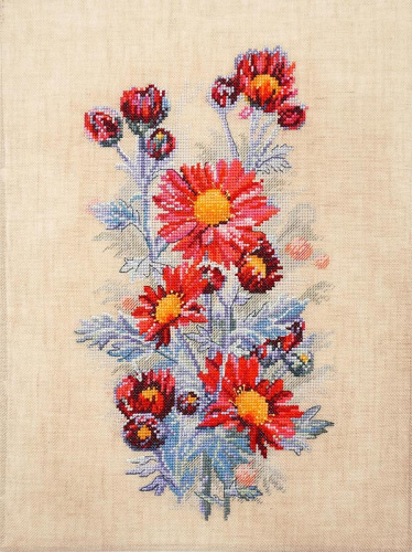 Набор для вышивания Красные хризантемы Марья Искусница 04.004.05 смотреть фото