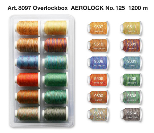 Фото набор оверлочных нитей премиум класса aerolock №125 blister box multicolor madeira 8097 на сайте ArtPins.ru фото 2