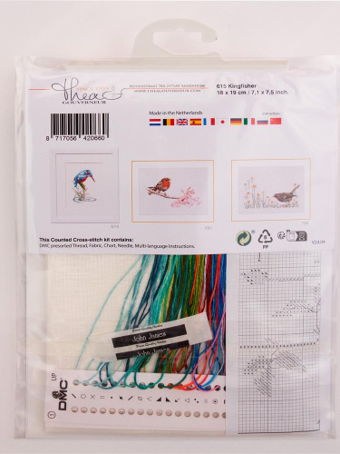 Набор для вышивания Зимородок канва лён 32 ct 18 х 19 см THEA GOUVERNEUR 615 смотреть фото фото 2