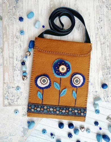 Набор для создания сумки из фетра Синие цветы  Марья Искусница 30.001.02 смотреть фото фото 2