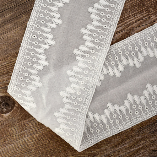 Фото шитье-вышивка на батисте прошва 100 мм цвет белый iemesa 37197/b на сайте ArtPins.ru