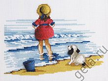 Набор для вышивания Девочка с собакой Permin 12-2153