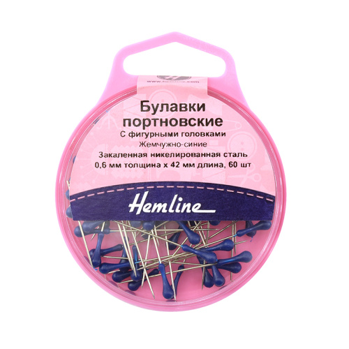 Фото булавки портновские с фигурными головками 42 мм 60 шт цвет синий hemline 721 на сайте ArtPins.ru