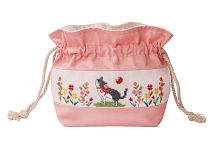 Набор для вышивания сумки на шнурке Цветок и кошка XIU Crafts 2860503