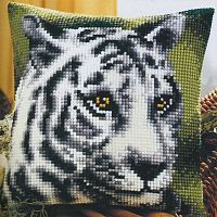 Набор для вышивания подушки Белый тигр VERVACO PN-0008746