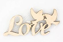 Деревянная плоская надпись Любовь и голуби - 504814