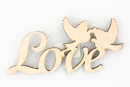 Деревянная плоская надпись Любовь и голуби - 504814 фото