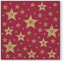 Салфетки трехслойные для декупажа коллекция Lunch  PAW Decor Collection Красивые звезды темно-кр